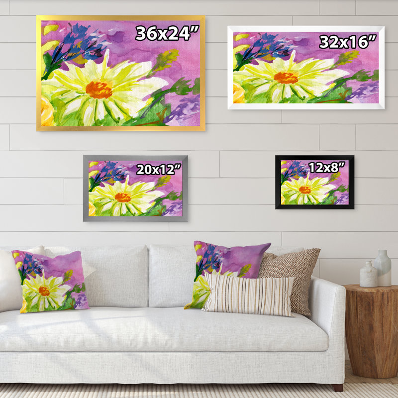 «Pink Blossoming Flowers in the Meadows II», reproduction d'art sur toile encadrée, Cadre photo noir