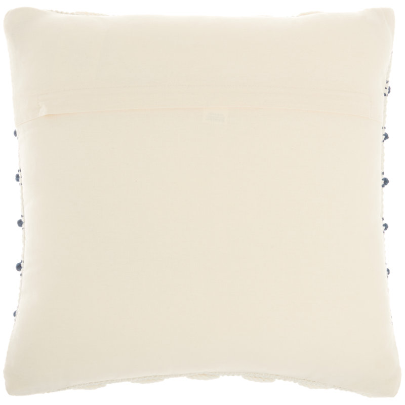 Ivory and Navy Woven Lines and Dots 18" Square Throw Pillow
