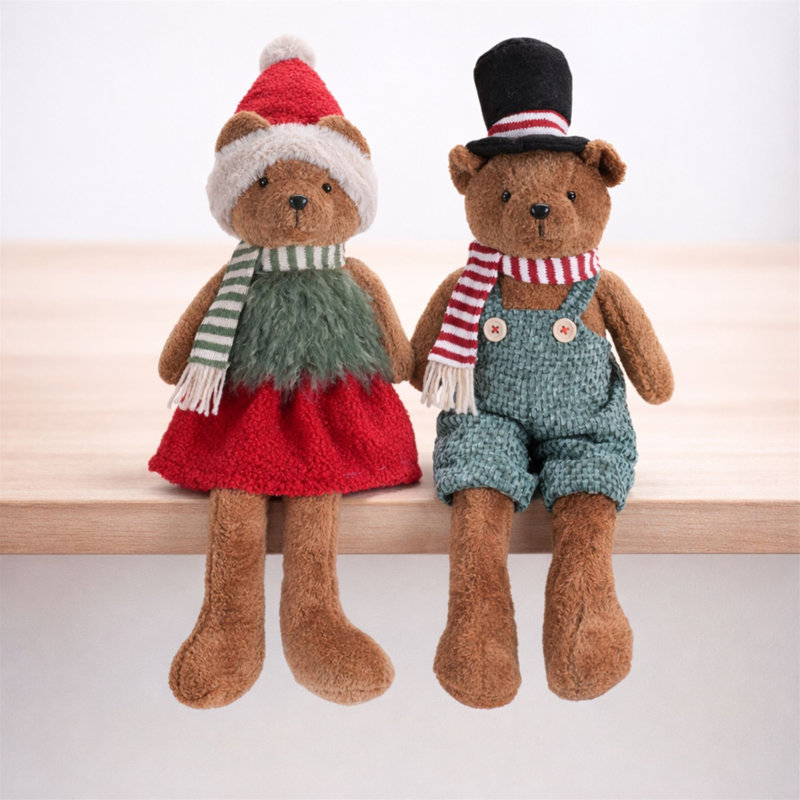 Figurines de Noël en peluche des Fêtes (ensemble de 2)