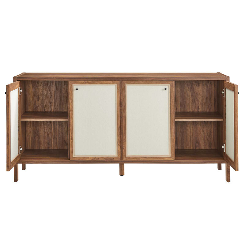 Capri 65" Wood Grain Sideboard Storage Cabinet In Walnut