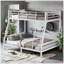 Lit superposé simple au dessus d'un lit double en métal pour adolescents et adultes, peu encombrant, sans bruit de sommier, blanc