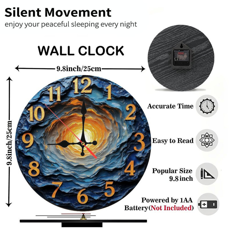 Horloge chiffres dorés vortex