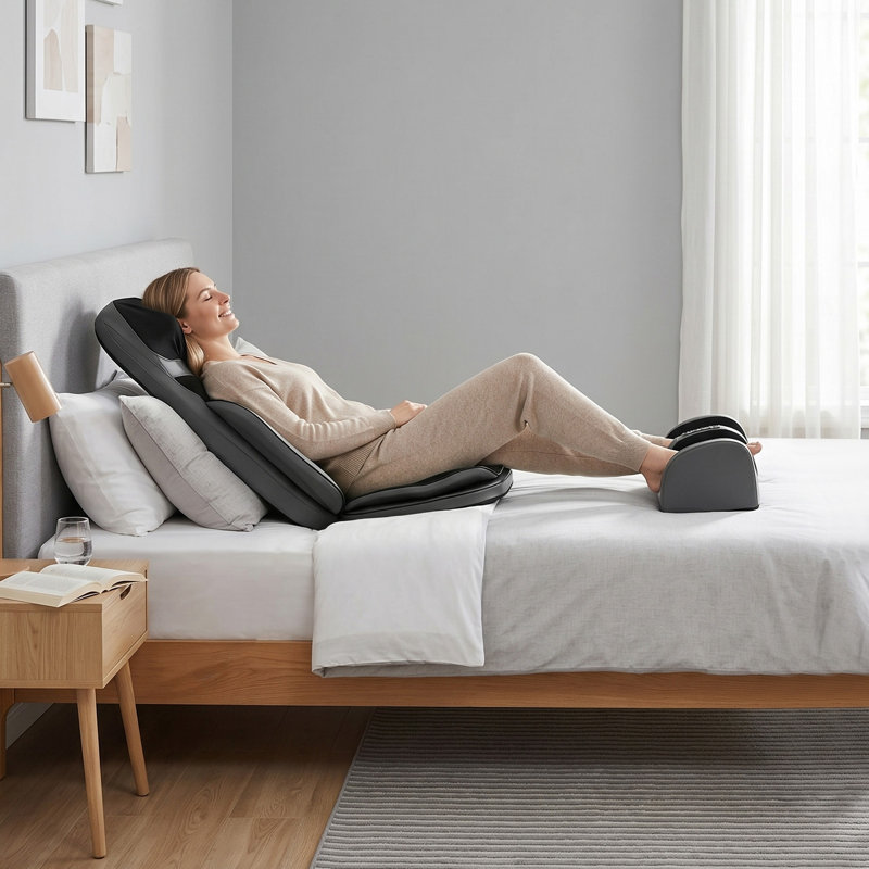Coussin de siège de massage complet, coussin de chaise de massage électrique avec masseur de pieds et chaleur