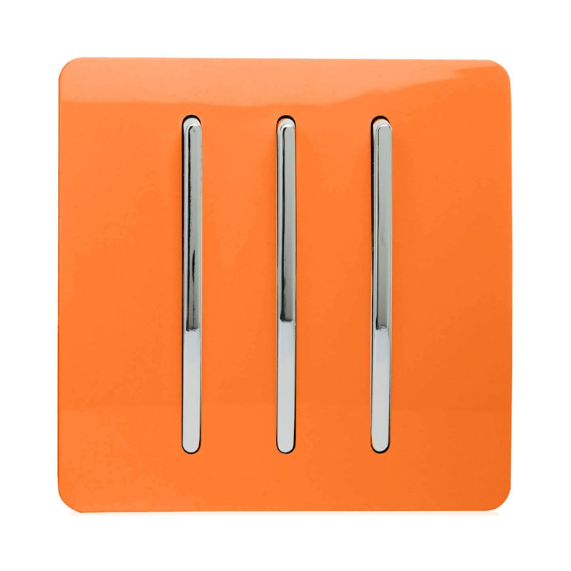Trendi Switch 3 Gang 1 or 2 way Rocker Light Switch, Orange