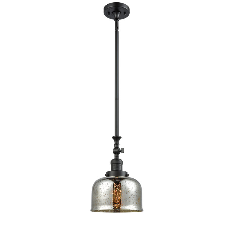 Rosso 1 - Light Single Pendant, Silver Mercury, 6 Watt Vinage LED Bulb, Antique Brass