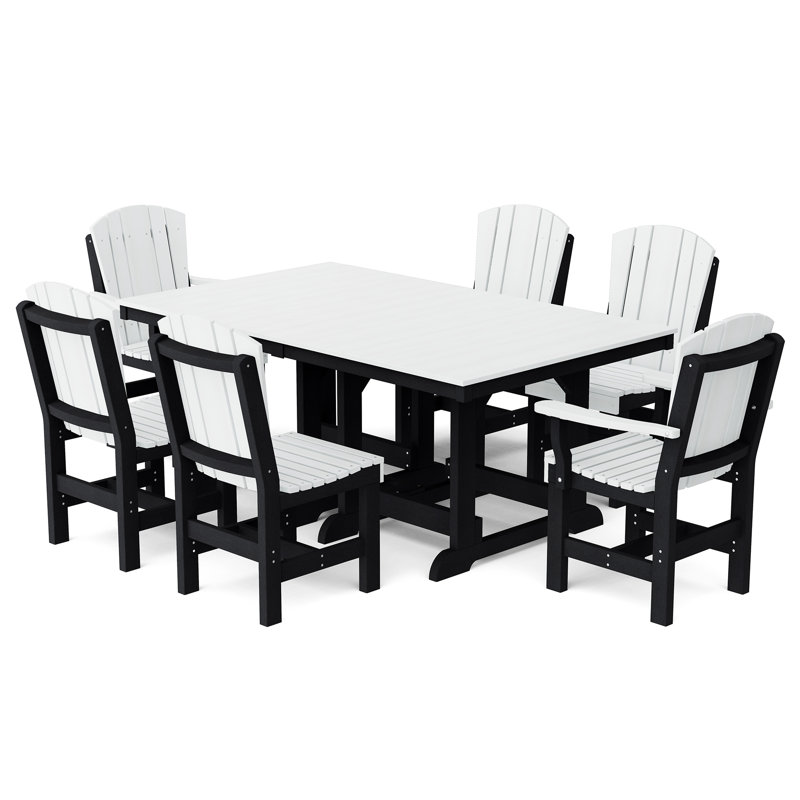 Ensemble de salle à manger 9 pièces 44 po x 94 po Heritage, Blanc/Noir, 7-Piece