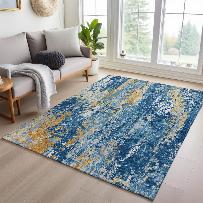 Machine Washable Indoor/Outdoor London ACN2254 Abstract Rug, Rectangle 2'6" x 3'10"