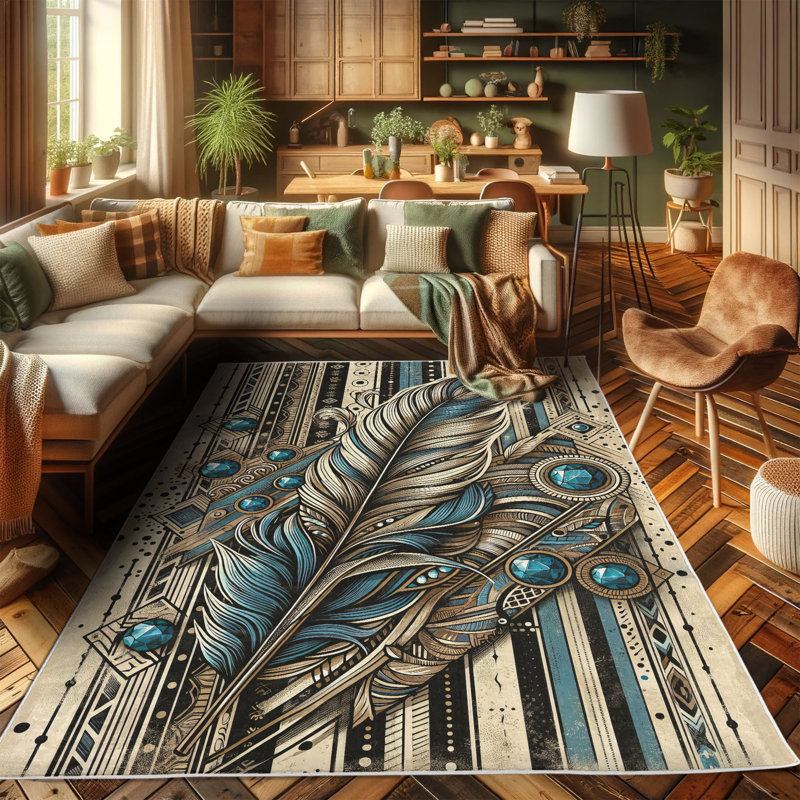 Machine Printed 114cm X 69cm Area Rug