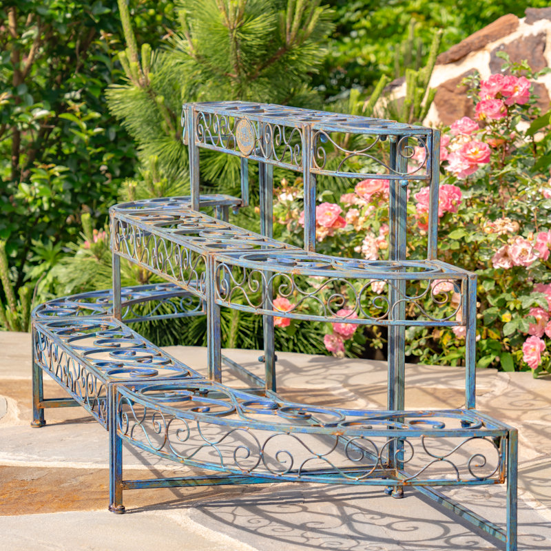 Présentoir à plantes à trois niveaux "Stephania", Bleu