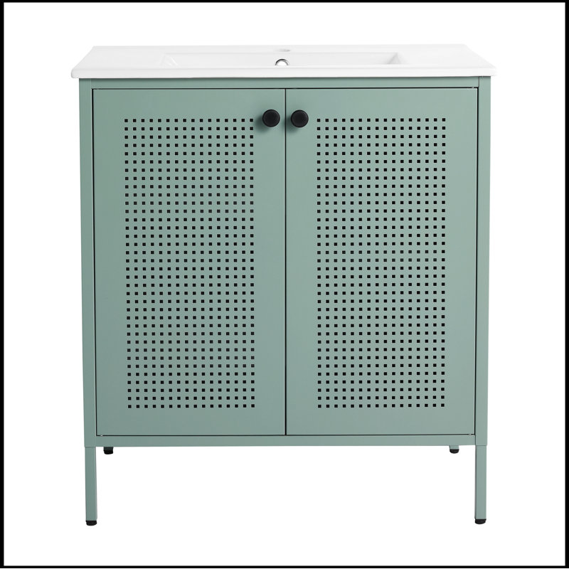 Meuble-lavabo simple avec plateau Swanette 30,00, Vert menthe