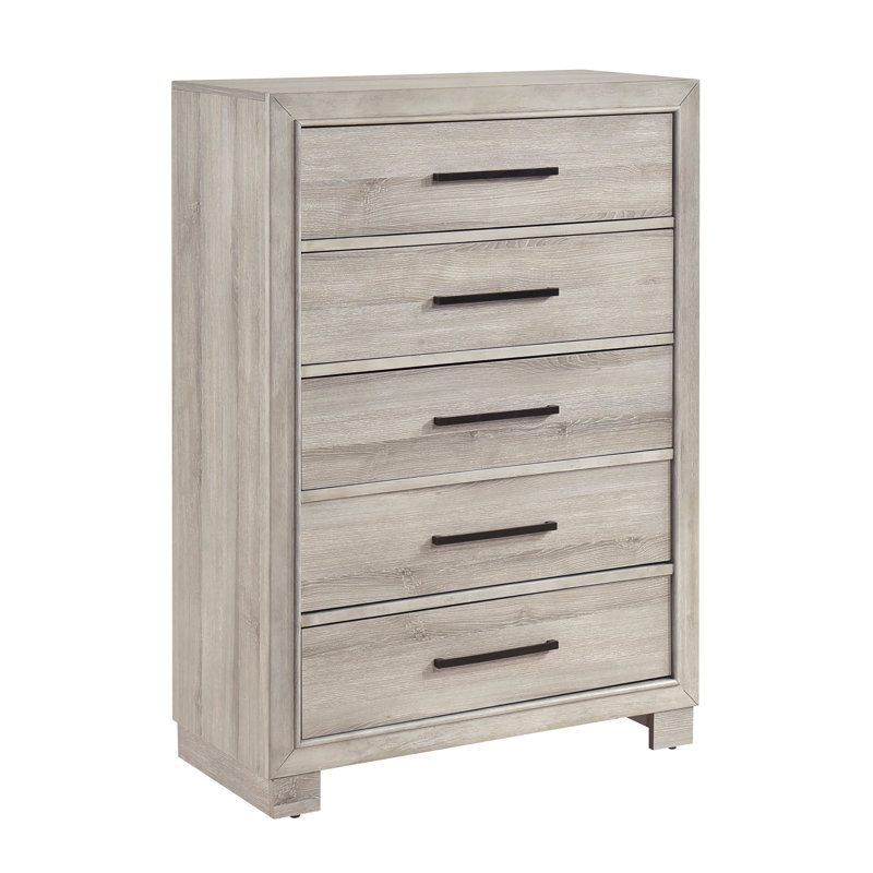 Mobilier de chambre à coucher contemporain à 5 tiroirs avec finition gris moderne
