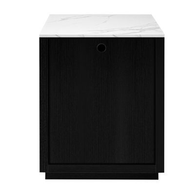 Modern Black Kitchen Island With Extendable Table, Double Storage, 1 Cabinet, 2 Side Open Shelves, Power Outlet 82.7 Inch Double Port, Locking Wheels