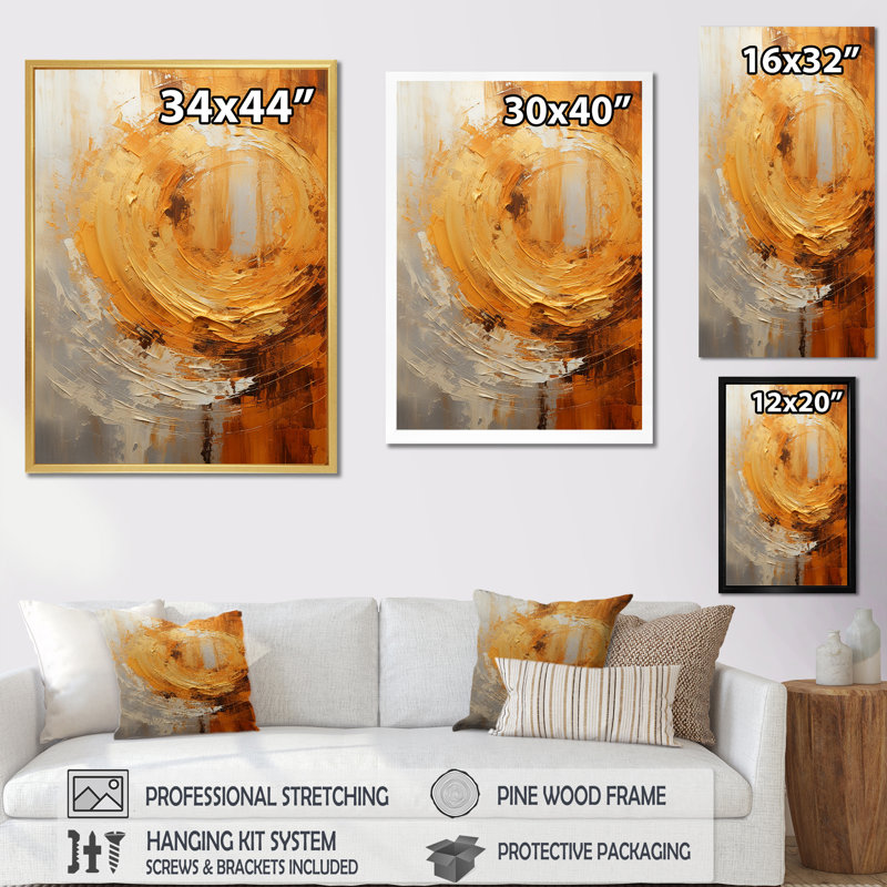 Golden Gyre Spiral I - Abstract Spirals, impression sur toile_106089, H 32 po x l 16 po x P 1 po, Cadre photo noir