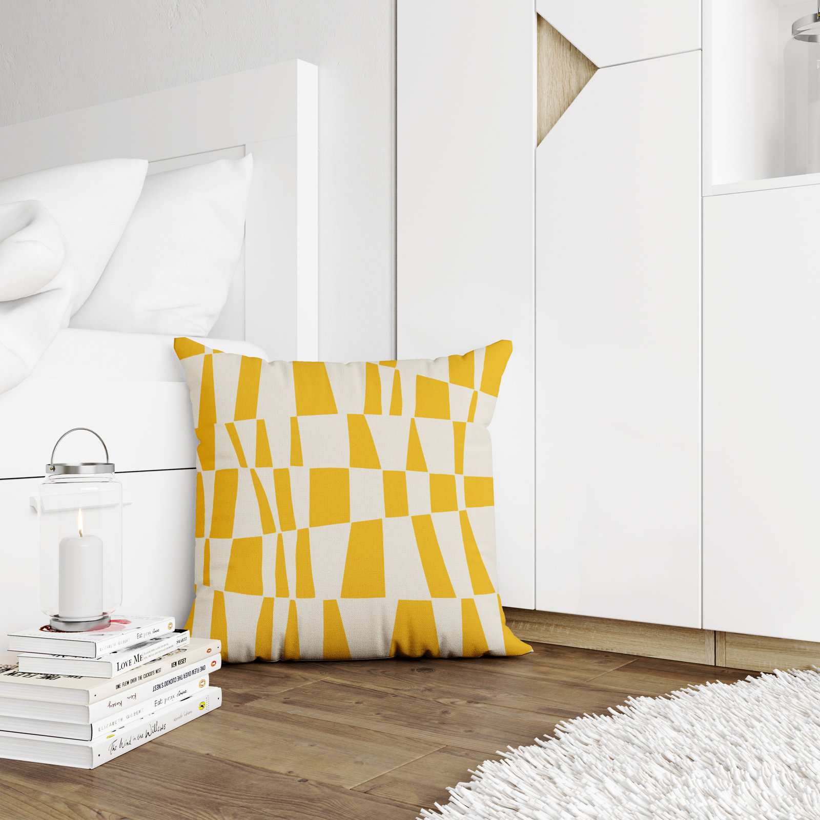 Polyester Throw Pillow, 15W" x 15H", Yellow