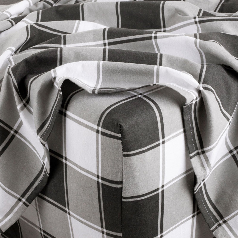 Kathy Ireland 100% Turkish Cotton Flannel Sheet Set, Twin Sheet Set + 1 Fitted Sheet + 1 Pillowcase, Gingham Plaid