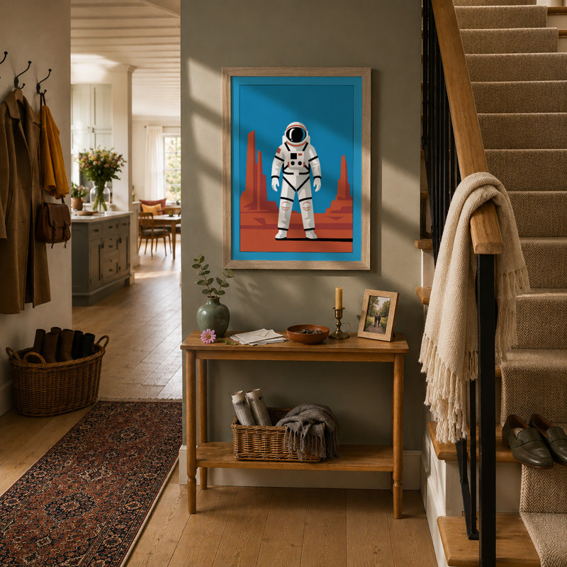 Astronaut in the Desert Modern - Framed Print, A1 - 84.1 x 59.4 cm, Oak