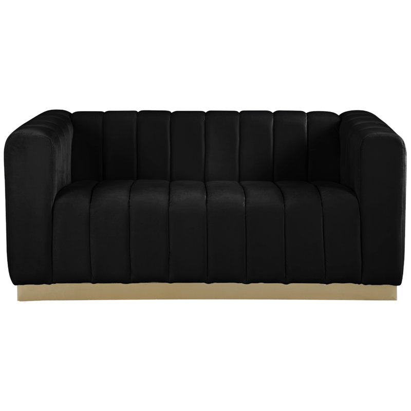 Tyneside 62.5'' Velvet Loveseat, Black Velvet