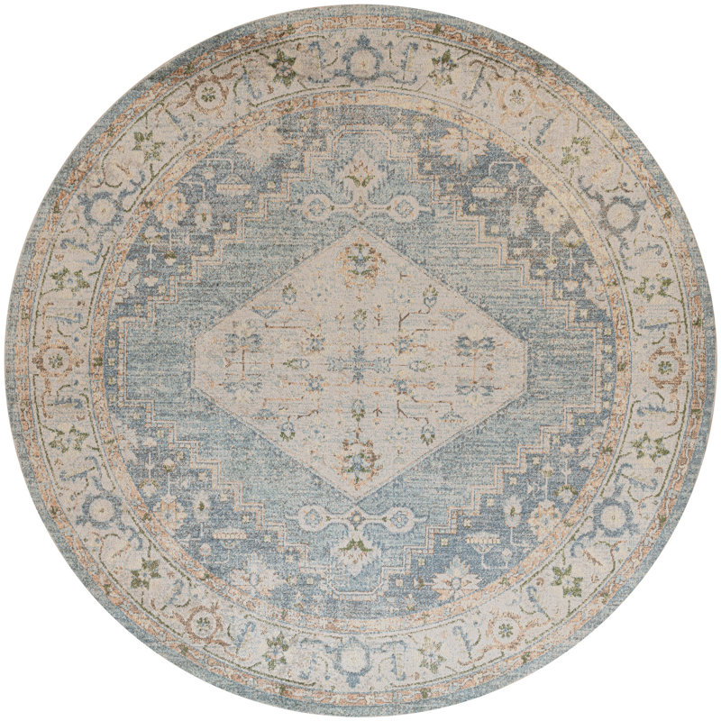 Longe Washable Oriental Rug, Round 7'10"