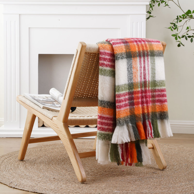 Jeté à carreaux pour lit, moelleux tartan à carreaux, motif à carreaux de style campagnard, jetés pour décoration intérieure (50 po x 60 po)