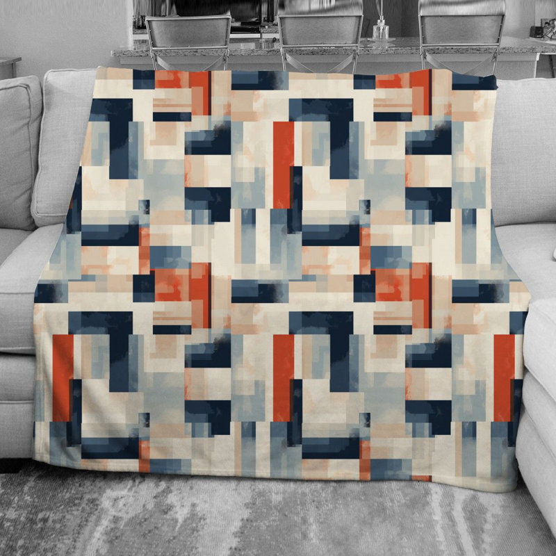 Modern Cubist Throw Blanket, 68" W x 80" L