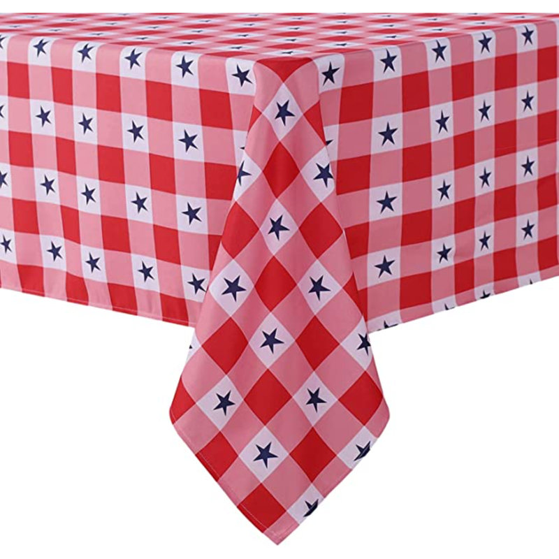 Nappe American à carreaux rectangulaires, nappe à carreaux patriotiques en polyester, protecteur de table pour le 4 juillet, fête des Indépendants, 60 x 84 po