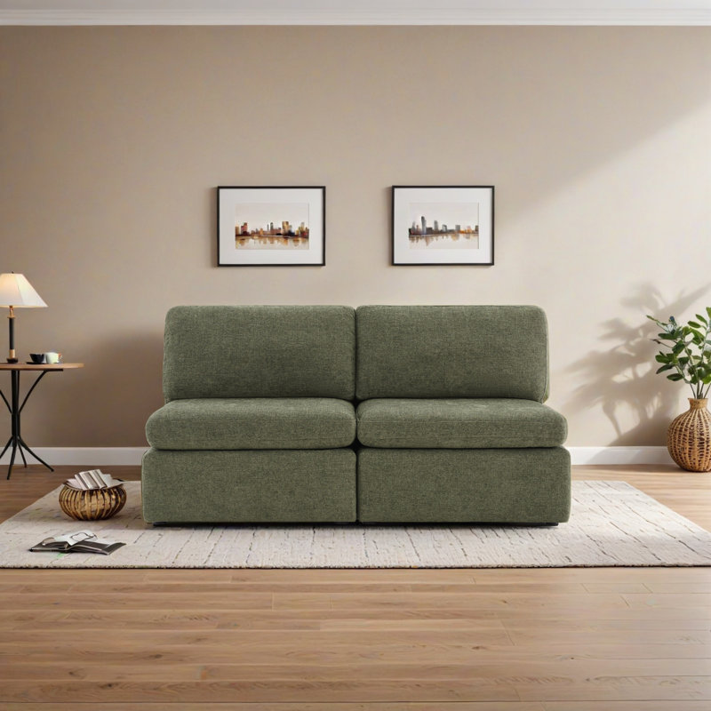 Fauteuil modulaire rembourré Winfree, Vert