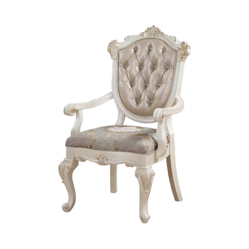 Chaise avec accoudoirs de 26,4 po de longueur (ensemble de 2), or rose et blanc perle