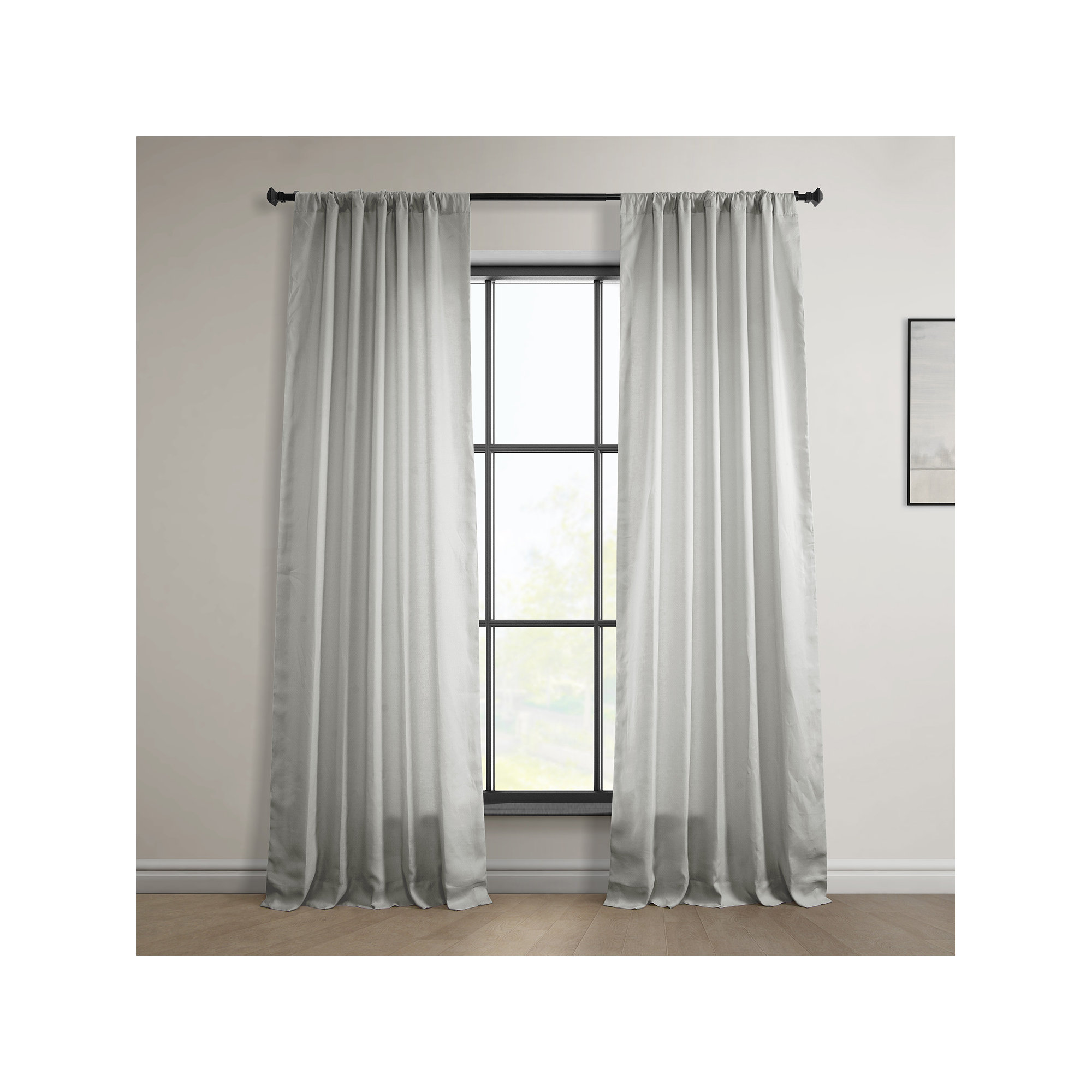 Britt 100% Euro Chic Linen Curtains - Single Panel Drape, Light Greige, 50" W x 96" L