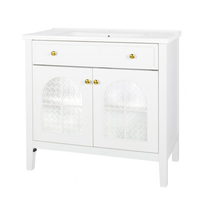35.6" Bathroom Cabinet, Only Cabinet, White