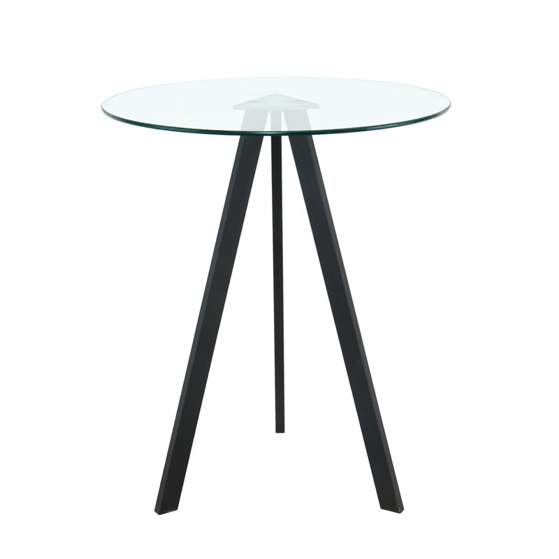 Modern Kitchen Glass Dining Table  ROUND  Tempered Glass 31.5" BAR Table Top,Clear BAR Table Metal Legs, Legs (Set Of 1)
