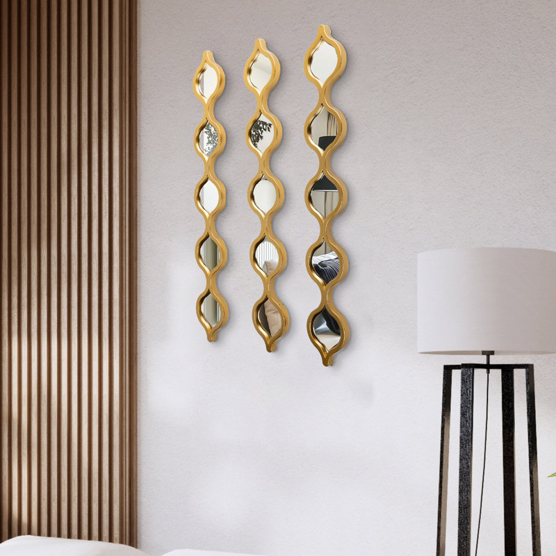 Ensemble de 3 miroirs muraux décoratifs vert Hoscar