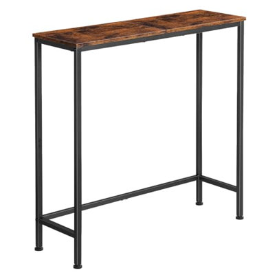 Console industrielle, table de vestibule rustique avec structure en métal, table de canapé étroite pour le couloir, le salon, la cuisine