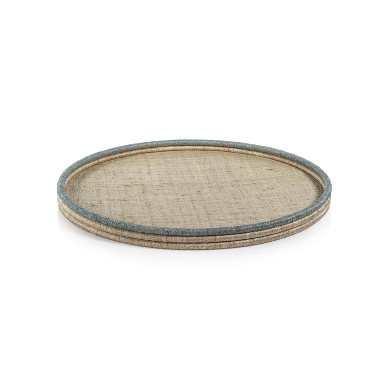 Plateau en rotin / Abaca / panneau de fibres à densité moyenne Oldsmar, H 1,5 po x l 20,25 po x P 20,25 po