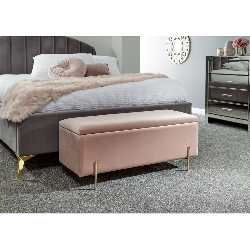 Baringer Upholstered Storage Bench, Blush Pink