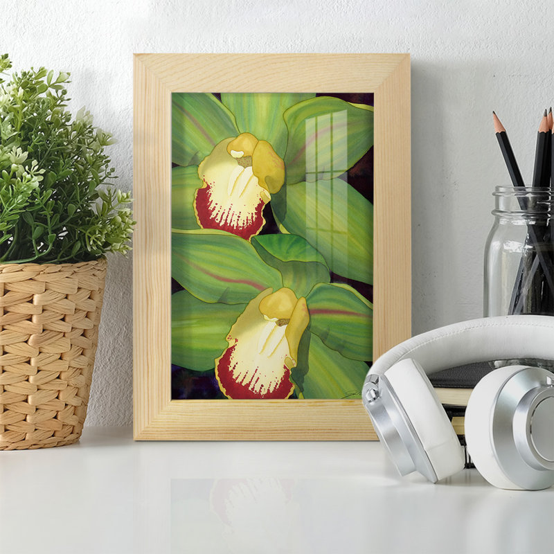 " Lime Orchid I ", 6" H x 4" W x 1" D, Natural