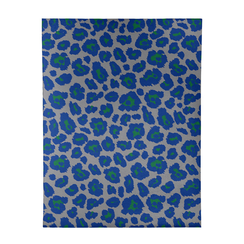 Imprimé animal gris/bleu/vert Tapis décoratif, Rectangle 9 pi x 12 pi