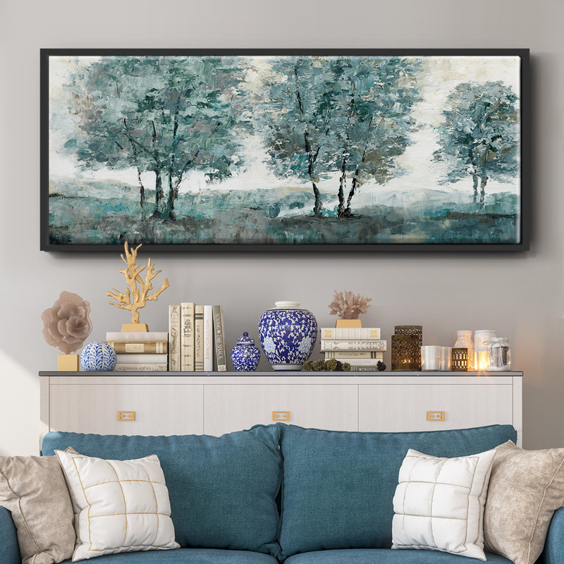 Teal Sentinel- Framed Canvas, 24" H x 60" W