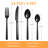 24-Piece Black Flatware Set for 6 – Stainless Steel Cutlery with Knives, Forks, Spoons & Teaspoons for Home & Restaurant Use