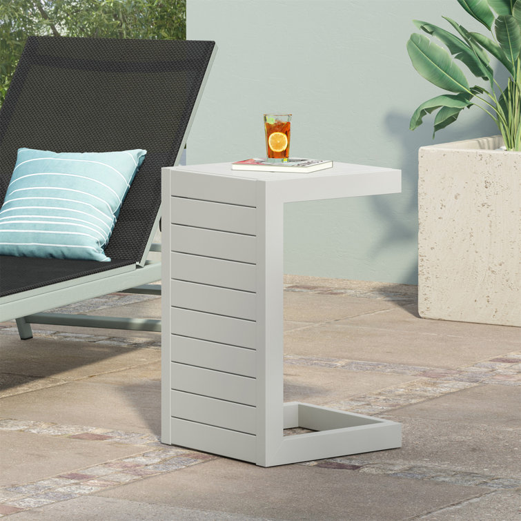 Caggiano Rectangular Metal Outdoor Side Table
