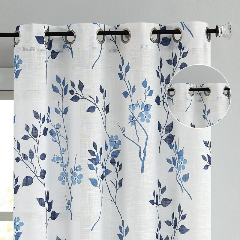 Semi Sheer Curtain Panel Pair, 127cm Width x 182.88cm Drop, Navy