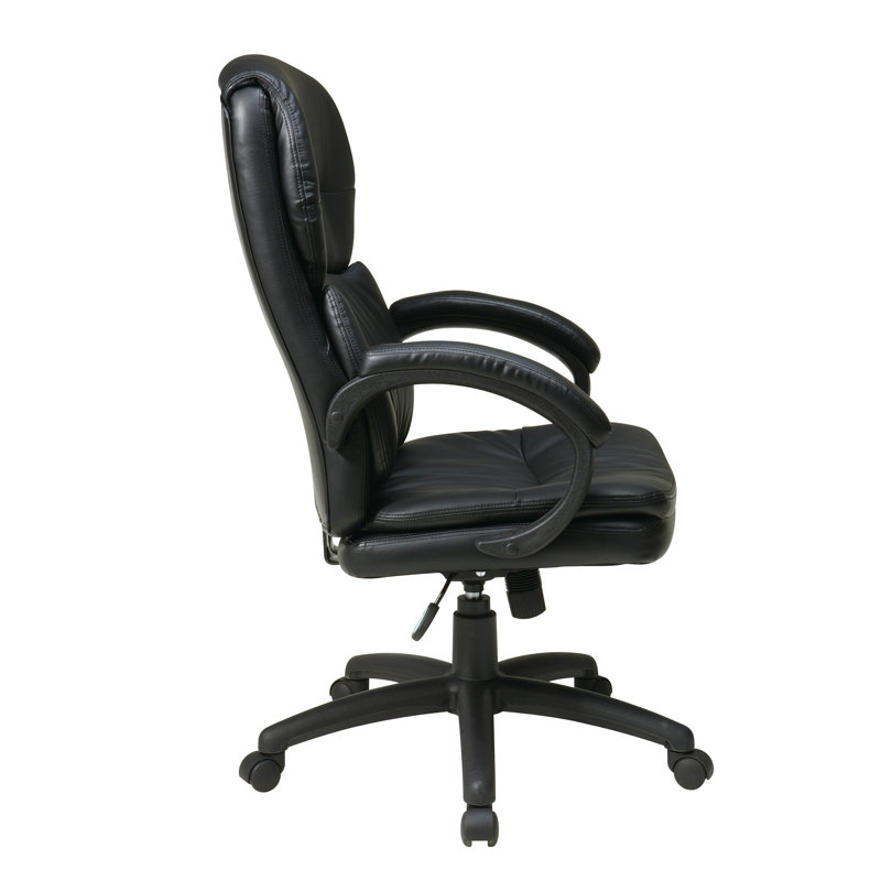 High Back Executive Black Leather Swivel Chair with Padded Arms