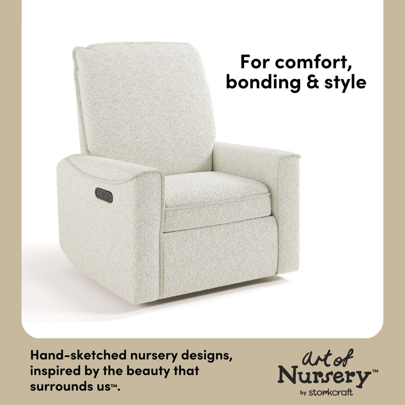 Santos Deluxe Nursery Power Recliner Swivel Glider, Ivory Boucle