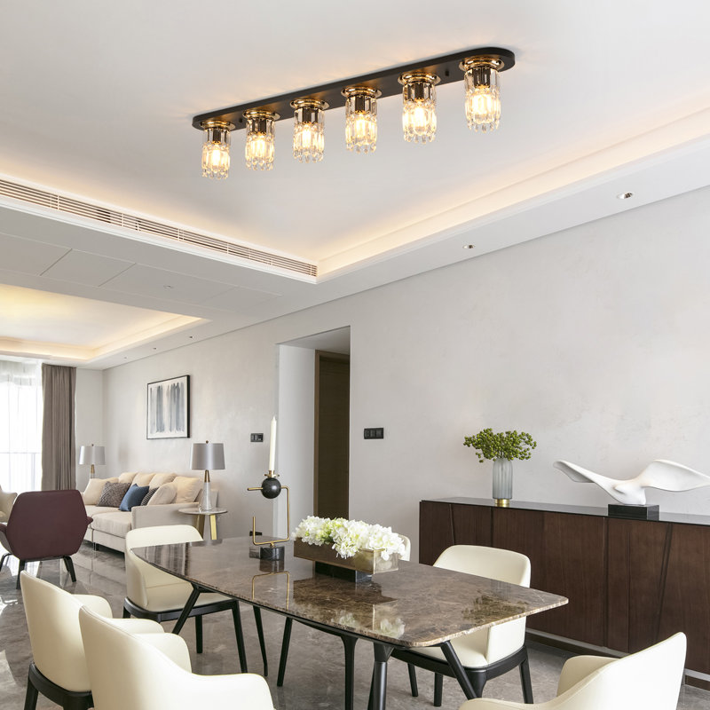 6 - Light 120cm Crystal Dimmable Flush Mount