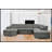 128"Sofa U Shaped Sectional Couch With Ottoman