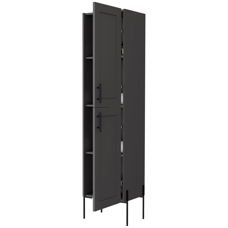 Armoire de salle de bain à 4 tablettes gris mat - Créez un espace de rangement élégant pour maximiser votre espace