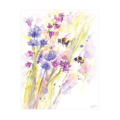 Bees & Wildflowers by Jennifer Rose - No Frame Painting