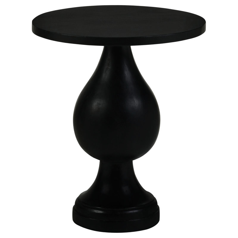 Élégante table ronde en bois de manguier, teinte noire, base en piédestal, rehaussant la décoration intérieure