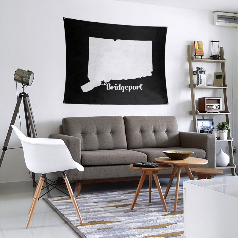 Tapisserie murale connecticut bridgeport, H 68 po x l 80 po, Noir