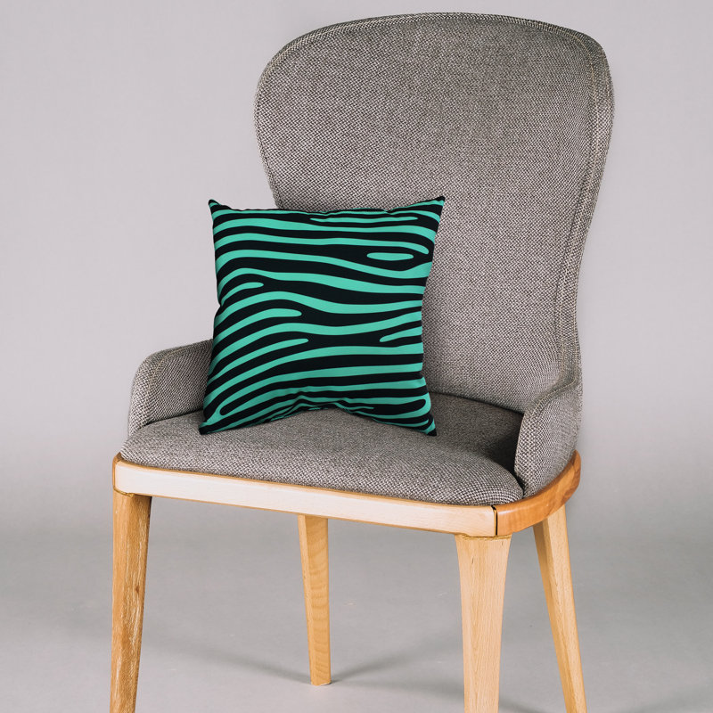 Animal Print Reversible Throw Pillow, Teal/Black