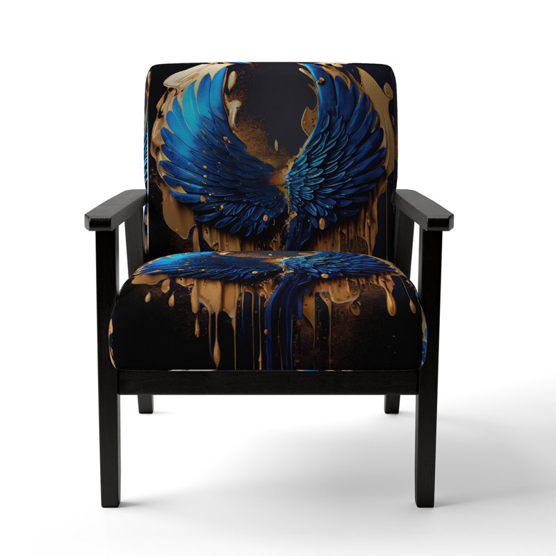 Glam Angel Wings - Wings Angel Accent Chair - Modern Chair, Blue/White Polyester Blend